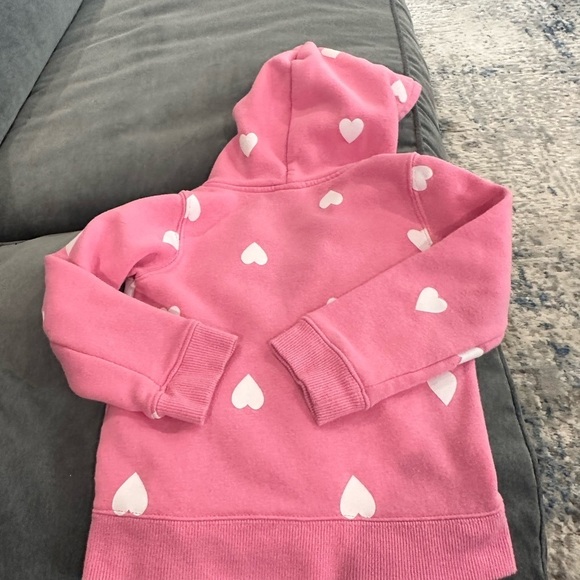 Amazon Essentials Toddler Pink Hoodie with White Hearts 4T - Picture 2 of 6